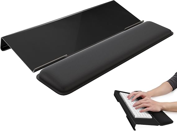 Laborio Bilgisayar Klavye Standı, Kolay Yazma için Klavye Yükseltici, Kaymaz Tabanlı Ergonomik Klavye Bilek Desteği, Ofis Masası, Ev, Okul için Bilek Pedli Rahat Klavye Tutacağı (Siyah)