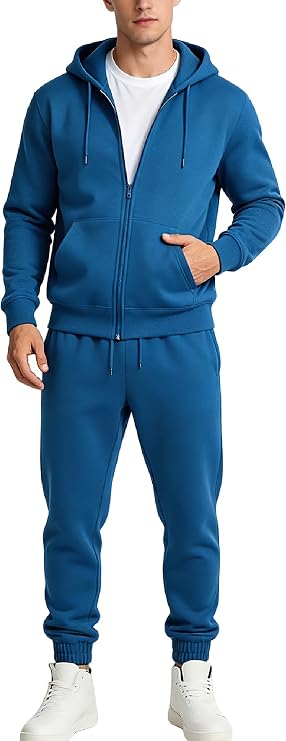 Men's Tracksuits Full Zip 2 Piece Sets Casual Hoodies Sweatsuits Athletic Outfits For Men Fleece Jogging Sweat Suits