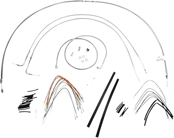 Burly Brand Braided Stainless 16&Prime, Ape Hanger Cable/Brake/Wiring Kit B30-1054