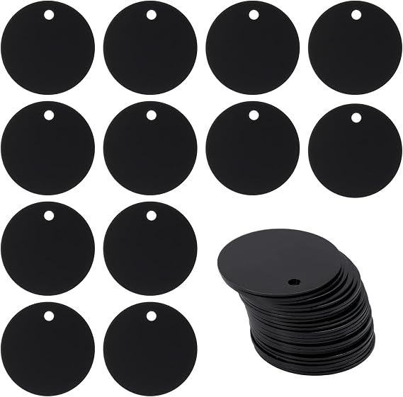 Round Aluminum Blank Tags Stamping Blanks Engraving Blanks 25 Pack (Black)