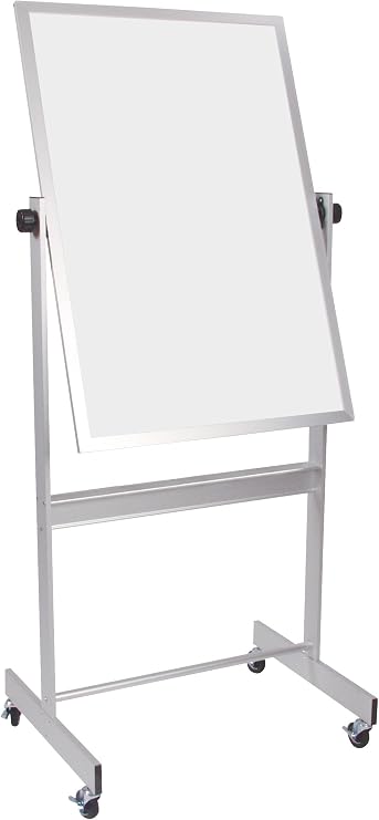 Best-Rite Deluxe Reversible Mobile Whiteboard, Combo Porcelain MarkerboardNatural Cork Bulletin, Aluminum Trim, Panel Size 30 x 40 Inches 668AC-DC