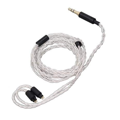 Vikye Audio Cable Compatible with QDC TFZ Earphones, 3.5mm to 2 Pin 0.78mm Silver Plated Copper Replacement Stereo Cord(4ft/1.2m)