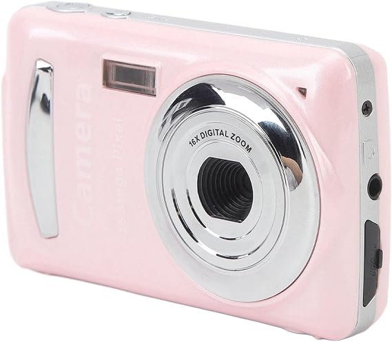 Digital Camera, 1080P 16MP Vlogging Camera with 2.4inch Screen for Travel, 16X Digital Zoom Digital Point and Shoot Camera for Teens Adult Beginner (Pink)