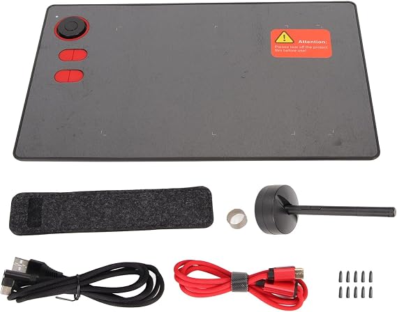 Drawing Tablet, Graphic Tablet with without Battery 8192 Pressure Sensitivity 4 Hotkeys, Tablet with 8.4 X 5.7 Inch Pencil, Drawing Panel