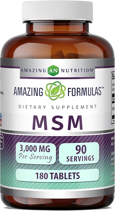 Amazing Formulas MSM (Methylsulfonylmethane) Supplement | 3000 Mg per Serving Supplement | 180 Tablets | Non-GMO | Gluten Free | Made in USA
