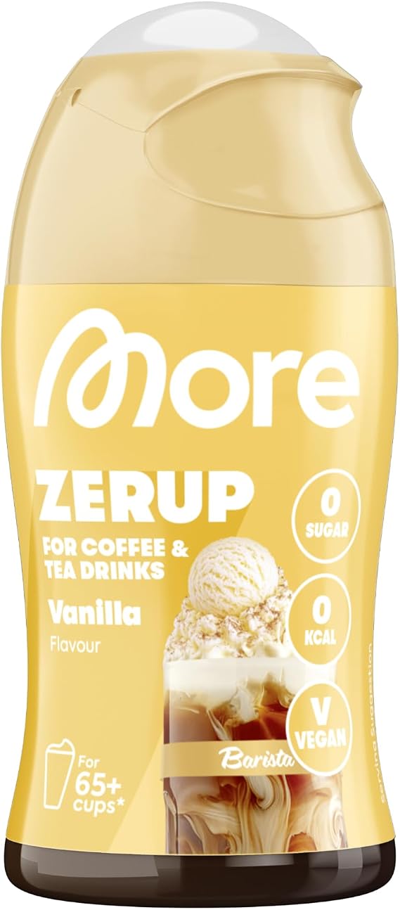 MORE Barista Zerup, Vanilla, 65 ml, for coffee, tea, and hot beverages | Vegan, zero calories – made in Germany