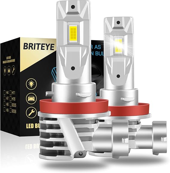 Briteye H11/H8/H9 LED Headlight Bulb 60 Watts 12000Lm 6500 Kelvin 400% Brighter White Light Cable Free Design Plug and Play For Car Headlights (2 Bulbs)