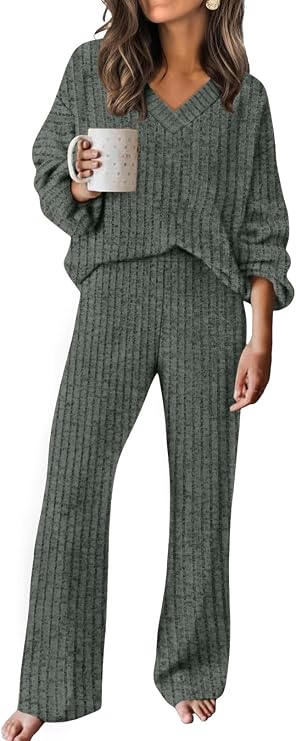 RUMIA Lounge Sets for Women Cozy Travel Matching Sweater Fall Outfits | 2 Piece Pant Sets with Pockets, Quiet Luxury, Ideal for Airport Outfits, Running Errands, Postpartum Recovery, Office Wear