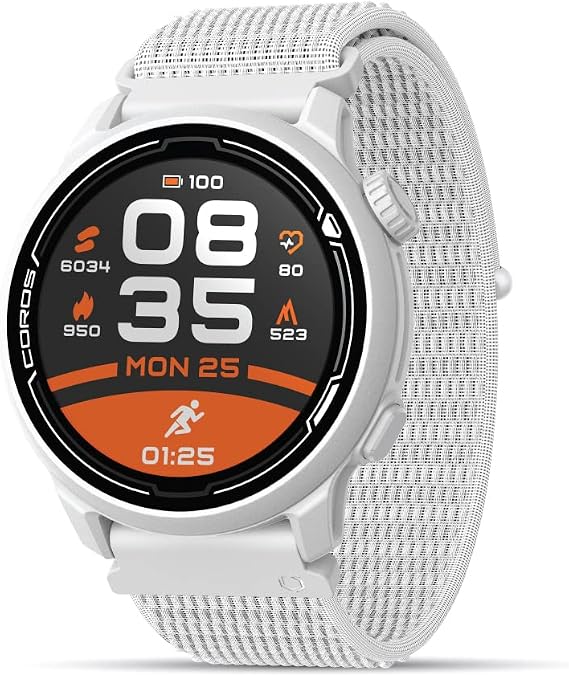 COROS PACE 2 Sport Watch GPS Heart Rate Monitor, 20 Days Long Battery Life, Barometer, Lightweight, Training Plan, Navigation, Sleep Track, Swim, Bike, Run, Strength, Treadmill (White Nylon)