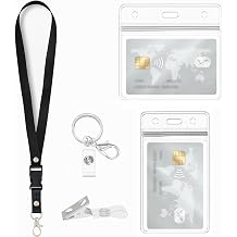ID Badge Holder with Lanyard,Keychains,Clips, Clear Card Holders, for ID Card Holder Office,School, ID Credit Cards,ID Clip,Pass Holder (1 Set)