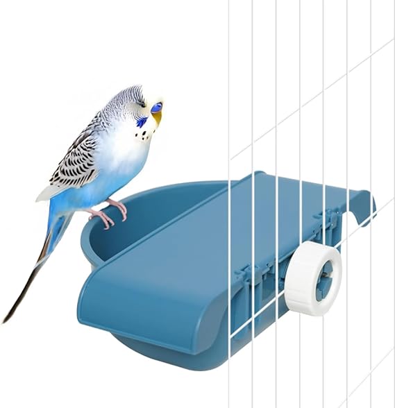 septillar Bird Bath for Cage, Hanging Bird Bathtub Shower Bowl for Parrot Budgie Parakeet Cockatiel (Blue)