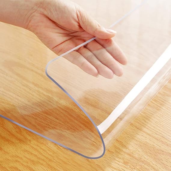 8x36 Inch Clear PVC Table Cover Protector 1.5mm Thick Small Rectangular Desk Pad Mat Crystal Plastic Tablecloth Waterproof Vinyl Table Top Protector for Side End Table Dining Table Heatproof Non-Slip