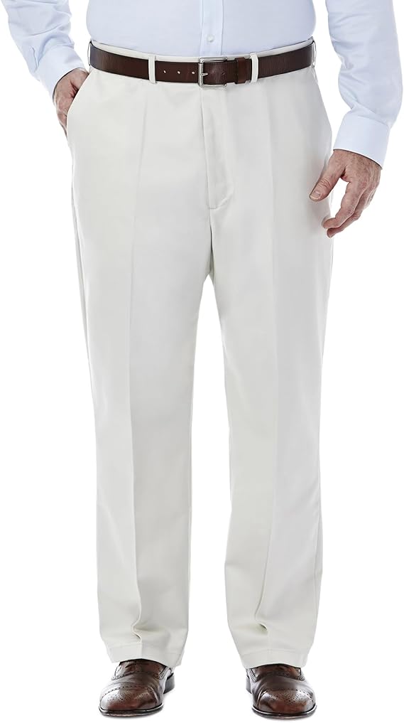 Haggar Men's Work to Weekend Hidden Expandable Waist No Iron Casual Pant - Flat and Pleat Front
