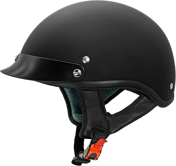 VCAN Cruiser Solid Half Face Motorcycle Helmet DOT Approved