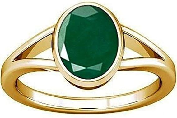Panna - Anillo unisex verde de 9,25 ratti de 8,41 quilates con piedras preciosas ajustables de corte ovalado, sin calentar, sin tratar, chapado en oro esmeralda Columbia, 16-22 de mayo,