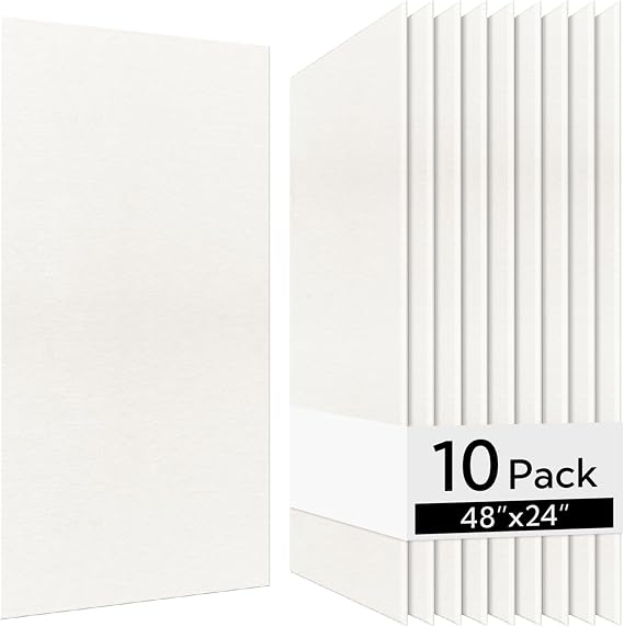 Olanglab Acoustic Wall Panels, 10 Pack, 48" x 24", Plain White