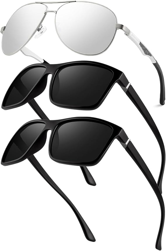GQUEEN Classic Polarized Sunglasses for Mens Womens Bundle