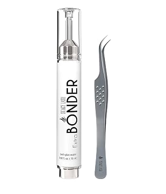 Extra Bonder & Stacy Lash STL-10 Curved S-Shaped TweezersSuper SealerPrevents Adhesive Shock PolymerizationPrecision Stainless Steel ToolAngled TipsProfessional Supplies