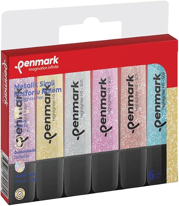 çılgıntrend Penmark Fosforlu Kalem 6 lı Simli Renk