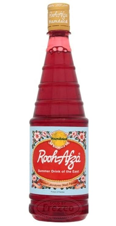 Rooh Afza - Beverage Base Sharbat Syrup (1 Pack Deal x 800 ML) Drink of the east, the taste of happiness by hamdard. | Fragrant rose and herb concentrate, stir into chilled water, milk or lemonade for a truly refreshing daily taste of happiness