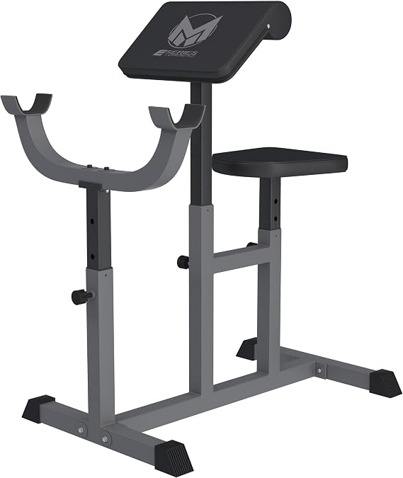 GYRONETICS® Preacher Curl Bench - Adjustable, Max Load 150 kg, Non-Slip Feet, Quick-Release Fasteners, Faux Leather Cover, Black - Bicep Workout Equipment, Arm Curl Bench, Preacher Seat