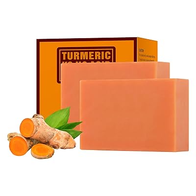 Turmeric Kojic Acid Soap Bar, Kojic Acid Soap for Face Body Hands, Deep Cleansing Natural Curcuma Bath Soaps Bar, Facial Cleanser Body Wash for Acne Blemish 2 Bars- 7OZ
