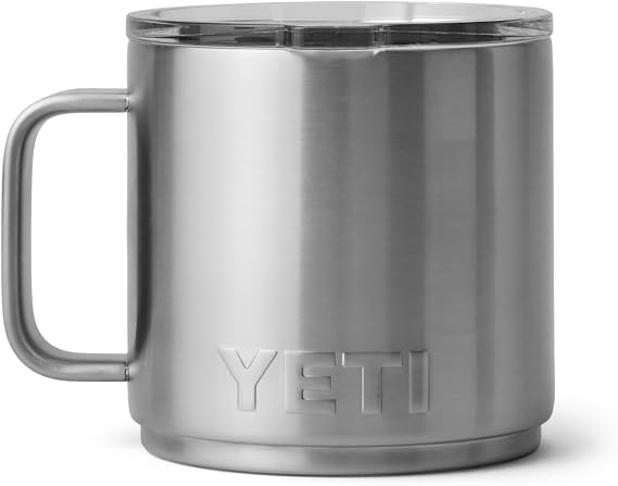 YETI Rambler 14 oz Stackable Mug, Vacuum Insulated, Stainless Steel with MagSlider Lid, Stainless