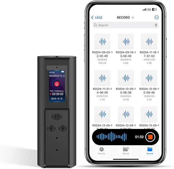128GB Voice Activated Recorder with Playback: Magnetic Audio Recorder with AI Noise Cancellation, 220 Hours Continuous Recording, Recording Device for Lectures Meetings Interviews Classroom