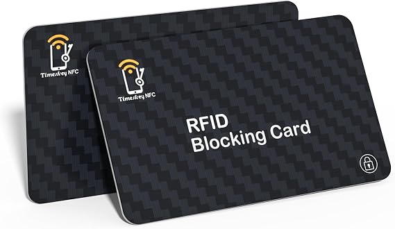 Timeskey NFC 2 RFID Blocking Cards, Contactless NFC Bank Debit Credit Card Protector Blocker, Anti Theft Blocking Wallet Protector,The Original Security Card for Men or Wome