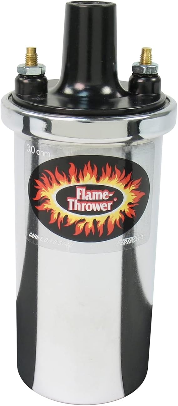 Pertronix 40501 Flame-Thrower Ignition Coil, 40,000 Volt 3 Ohm, 12 Volt, Chrome