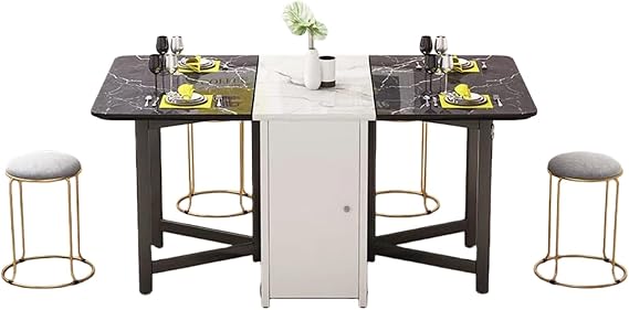 Compact Foldable Dining Table,Durable Table for 2-6 People, Multifunctional, Easy Assembly, Space-Saving, Ideal for Small Apartments or Kitchens(Black)