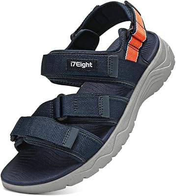 i78 Mens Athletic Walking Sandals with Adjustable Hook and Loop Strap Soft Cushioning Lightweight Comfort Casual for Outdoor Hiking Travel