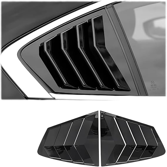 MUXEE 2Pcs Rear Side Window Louvers Air Vent Scoop Shades Cover Blinds Trim for Mazda 3 Sedan 2019-2026 - ABS Bright Black Sport Accessories.(NOT FIT Mazda 3 Hatchback Model)