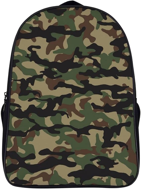 Green Camouflage Army Camo Double Compartment Large Capacity Backpack Unisex