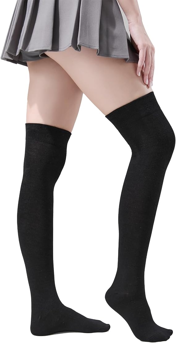 TOCONFFON Women's Over The Knee High Socks - Thigh High Cotton Socks 120D Medium Thick for Daily Wear, Cosplay