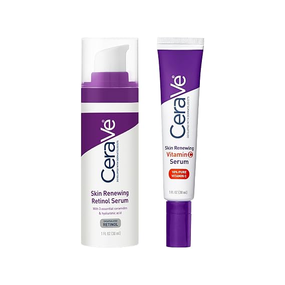 CeraVe Vitamin C Serum, 1oz + CeraVe Anti Aging Retinol Serum For Face, 1 Oz