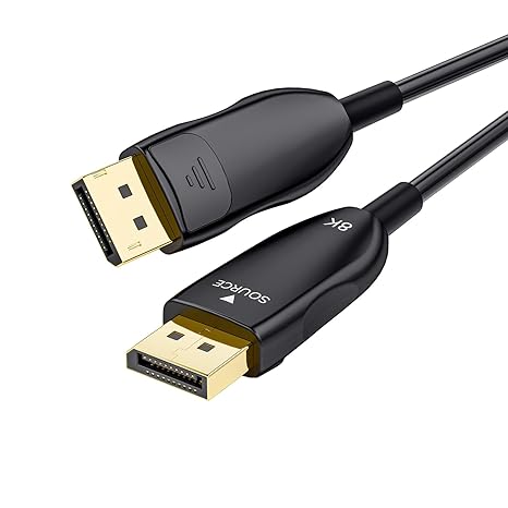 8K Fiber Optic DisplayPort Cable 2.1, 100ft Long Active DP Cable 54Gbps, 8K@60Hz, 4K@240Hz, 2K@360Hz, HDR, HDCP, DSC 1.2a, High Speed Optical Display Port Cord for Gaming/Monitor/Graphics Card/TV/PC