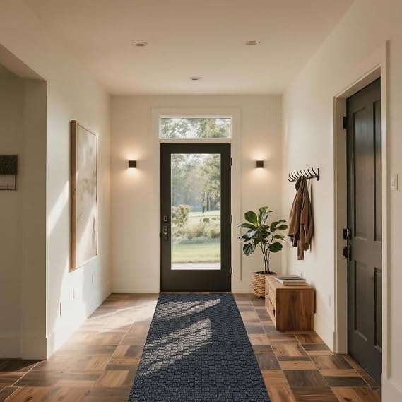 iCustomRug Marathon Weather Warrior Heavy Duty Interior/Exterior Utility Carpet Runner, Non-Slip Rubber Backing, for Entrance, Hallway, Residential or Commercial Spaces 3' x 8' Black
