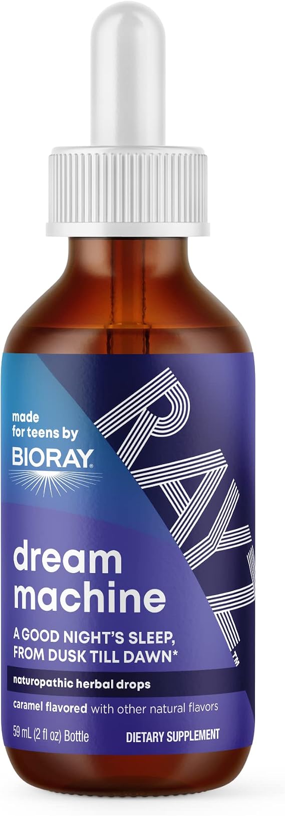 BIORAY RAYZ Dream Machine, Caramel Flavor - 2 fl oz - Relaxation Support for Teens 12-18 Years Old
