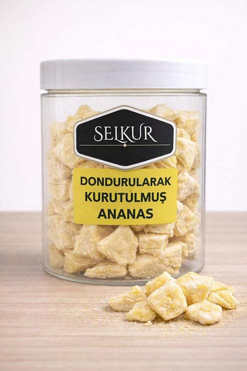 SELKUR Dondurularak Kurutulmuş Ananas 50GR(KAVANOZDA)