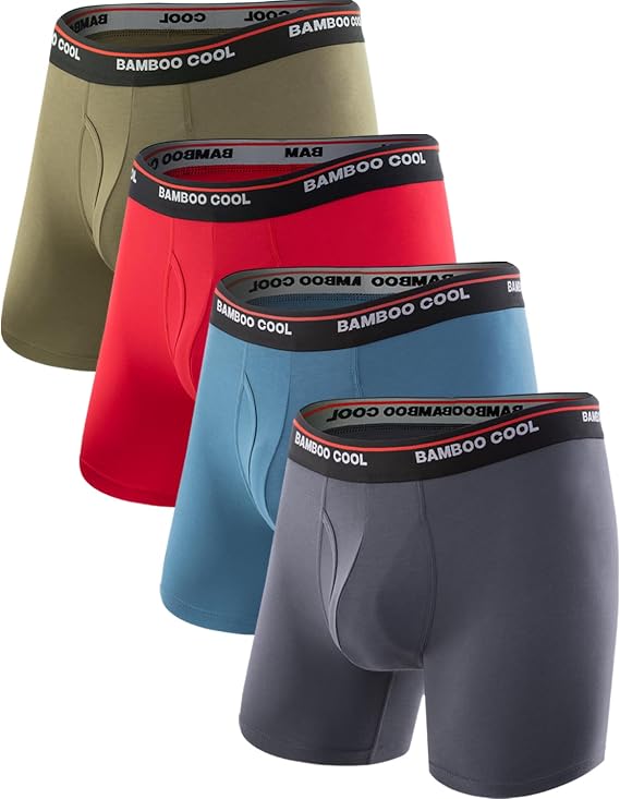 BAMBOO COOL Ultra Soft Mens Underwear Boxer Briefs Multi-pack | Viscose from Bamboo,No Ride Up,Cooler & More Breathable than Cotton,Lightweight & Anti-chafing,Daily Wear,Outdoor