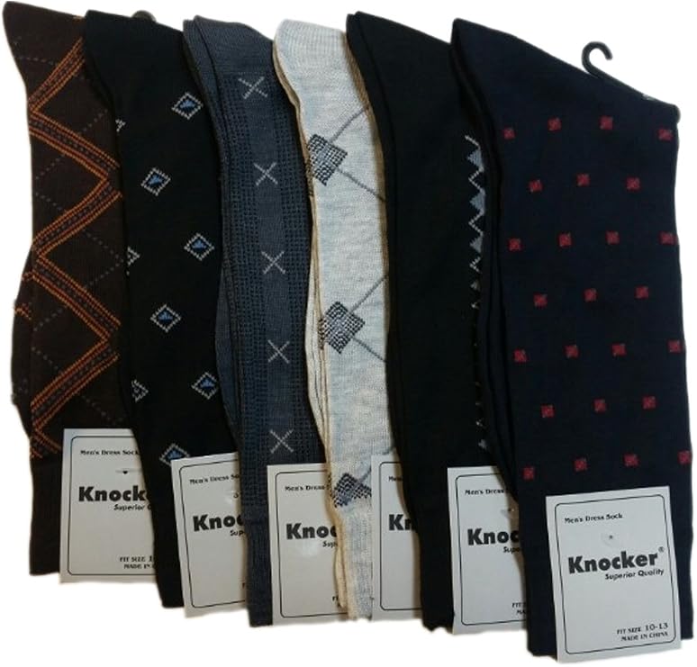 Knocker Men's 6 Dress Work Socks In Argyle Pattern Prints