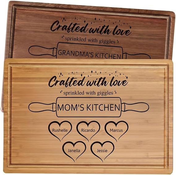 Personalized Cutting Board for Mom & Grandma Custom Mothers Day Gift for Mom, Grandparents, Grandmas Kitchen Gift