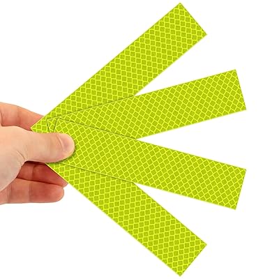 SmartSign 1.2 x 6 inch Yellow Green Reflective Strips - Pack of 4, Premium 3M Diamond Grade Reflective Stickers for Night SafetyBackpacksBicyclesVehicles, Hi-Tack Adhesive, Made in USA