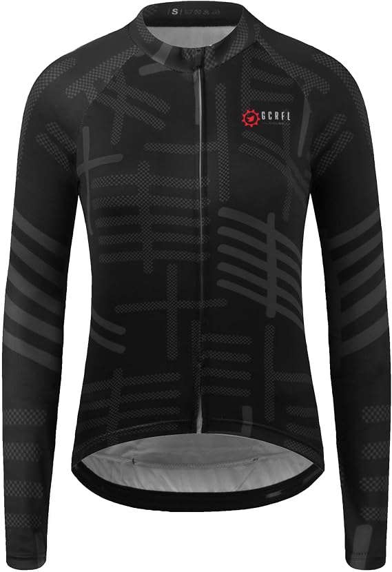 GCRFL Women's Cycling Jersey Long Sleeve Biking Cycling Shirt with 3+1 Zipper Pocket Breathable Quick Dry Bicycle Jersey