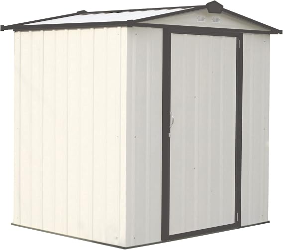 ARROW 6' x 5' EZEE Galvanized Steel Low Gable Shed Cream with Charcoal, Storage Shed with Peak Style Roof