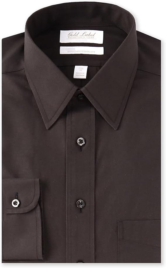 Gold Label Men's Wrinkle-Free Long Sleeve Button-Down Dress Shirt with Point Collar and Chest Pocket, Regular Sizes