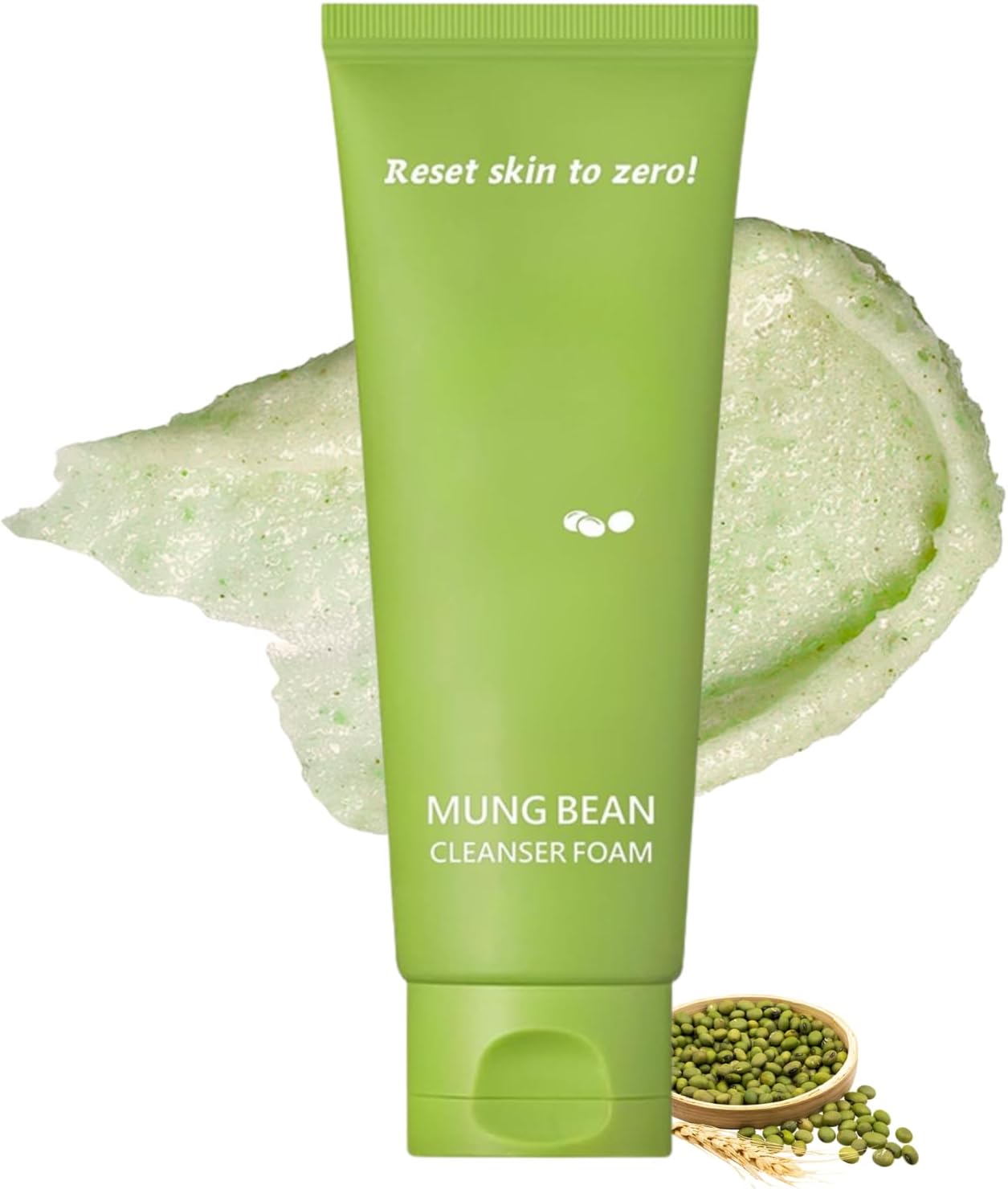 Mung Bean pH-Balanced Cleansing Foam, Mung Bean Cleanser for Oily Skin, Natural Facial Cleanser, Gentle Face Wash, Deep Pore Cleansing, Refreshing & Hydrating, Suitable for Sensitive Skin