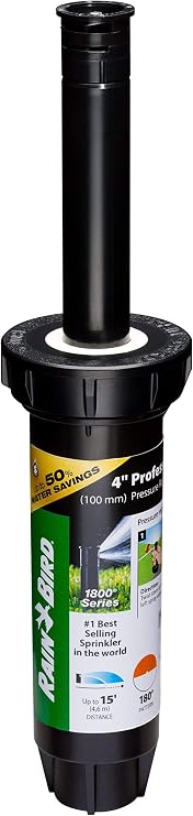 Rain Bird 1804HDSP25 PRS Pro Dual Spray Pop-Up, Half Circle, 8-15 Feet, 4"