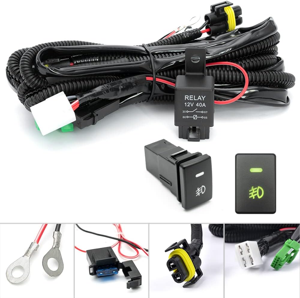 NSLUMO H11 H8 880 881 Fog Light Wiring Harness Socket Wire Connector for 2005-2020 Toyota Tundra Tacoma 4Runner RAV4 Prius with 40A Relay & ONOff Switch Kits LED Fog Driving Light